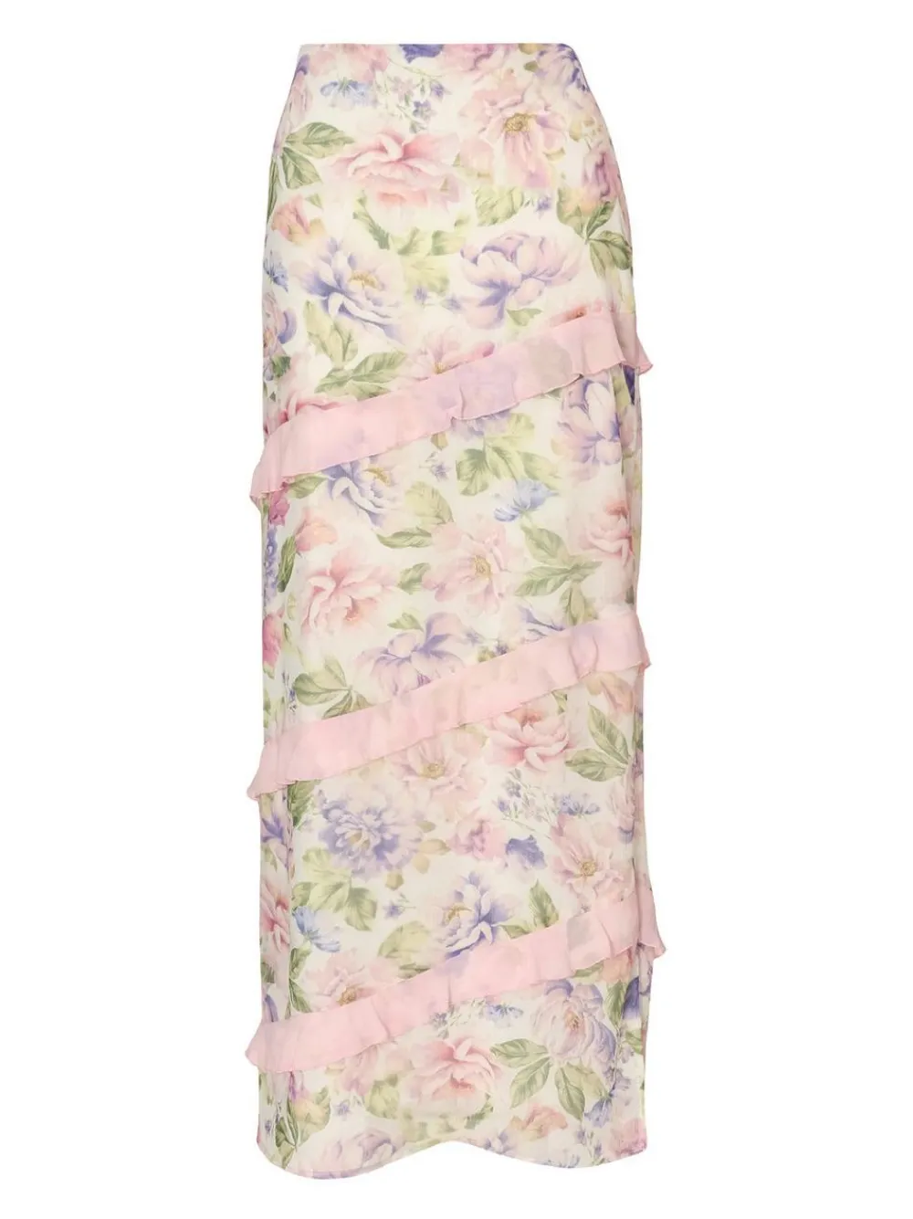 Quiz Summer Clothes|Skirts>Baby Pink Chiffon Ruffle Maxi Skirt