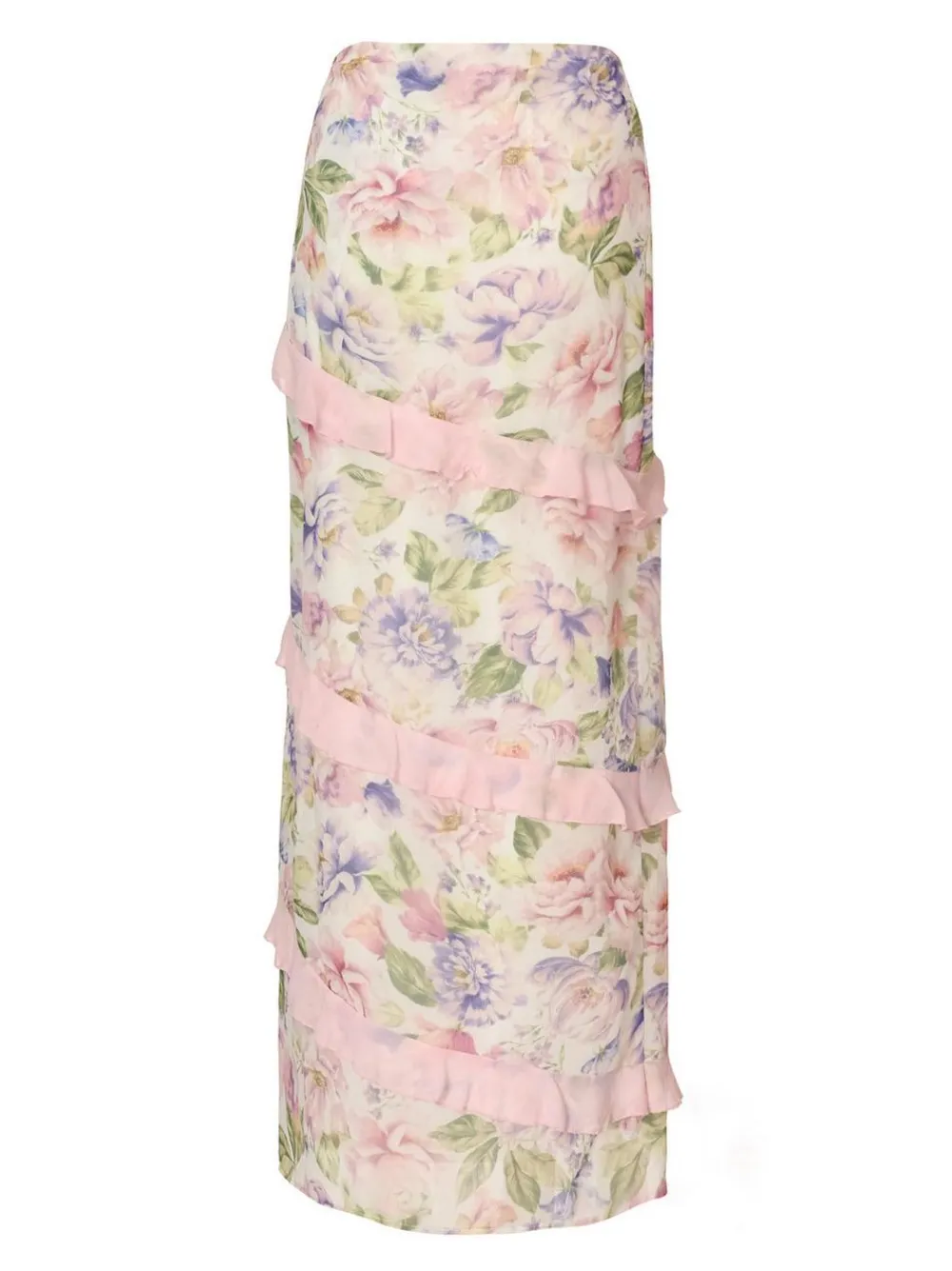 Quiz Summer Clothes|Skirts>Baby Pink Chiffon Ruffle Maxi Skirt