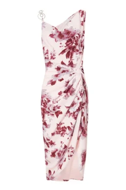 Quiz Day At The Races|Summer Clothes>Baby Pink Satin Floral Midi Dress