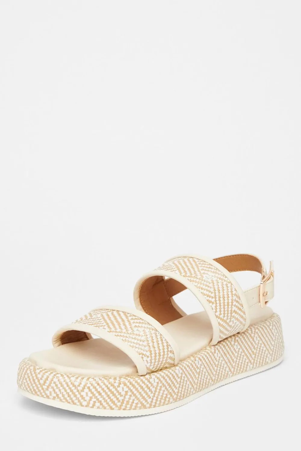 Quiz Sandals|Holiday Shoes>Beige Aztec Double Strap Flatform Sandals