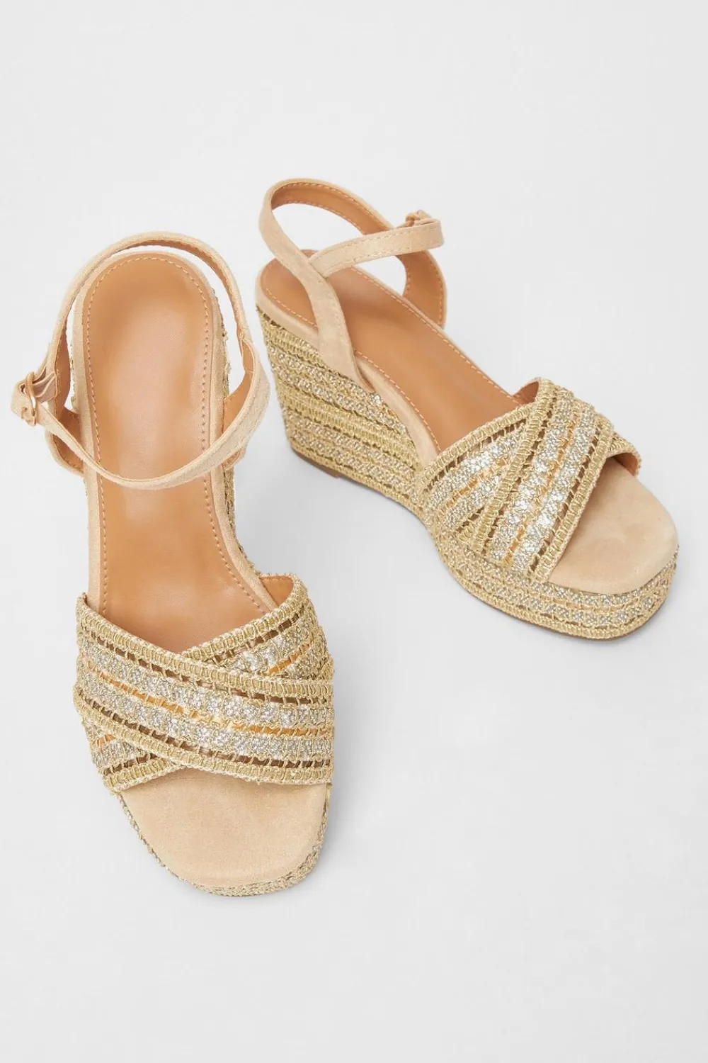 Quiz Wedges|Sandals>Cross Strap Diamante Wedges