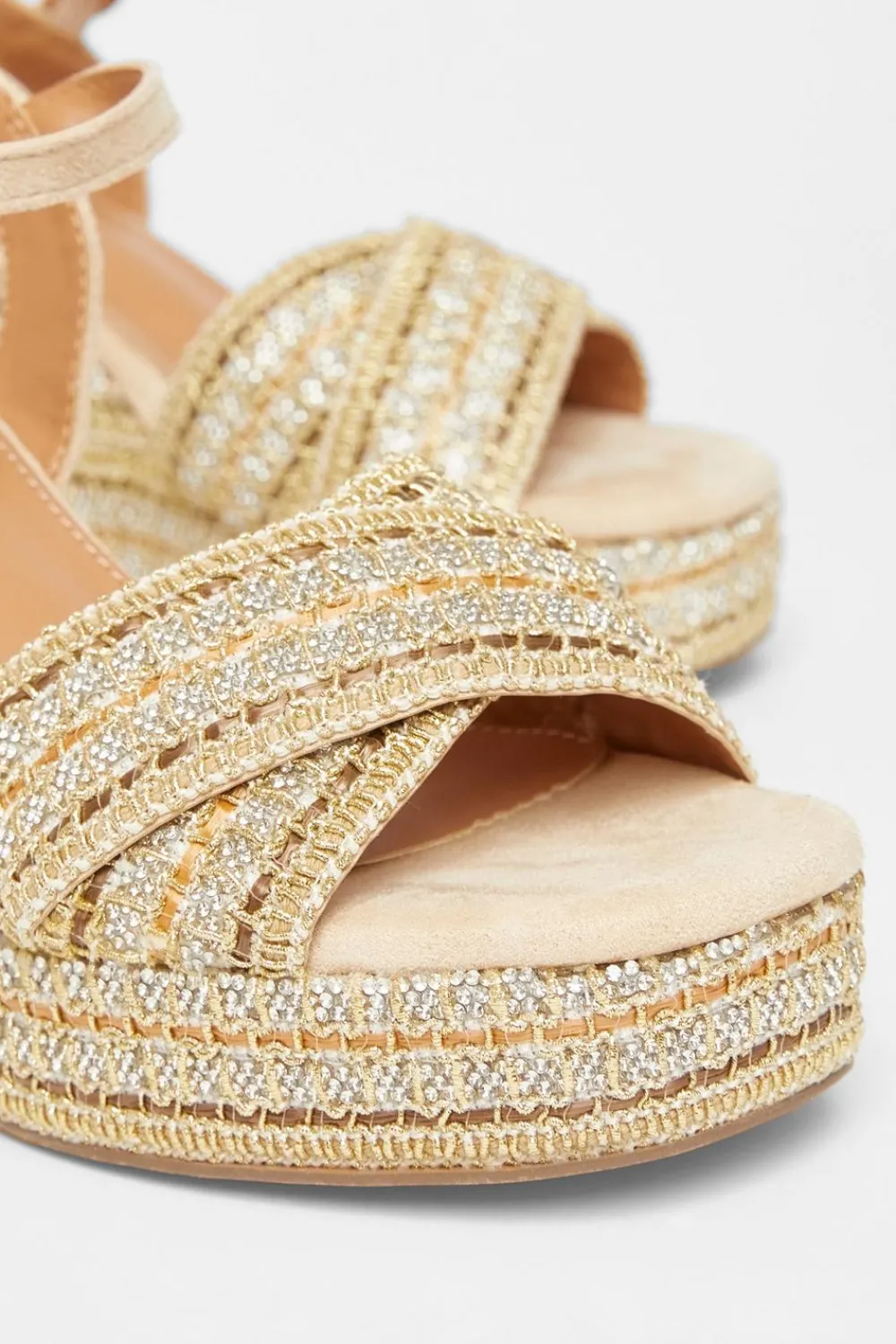 Quiz Wedges|Sandals>Cross Strap Diamante Wedges
