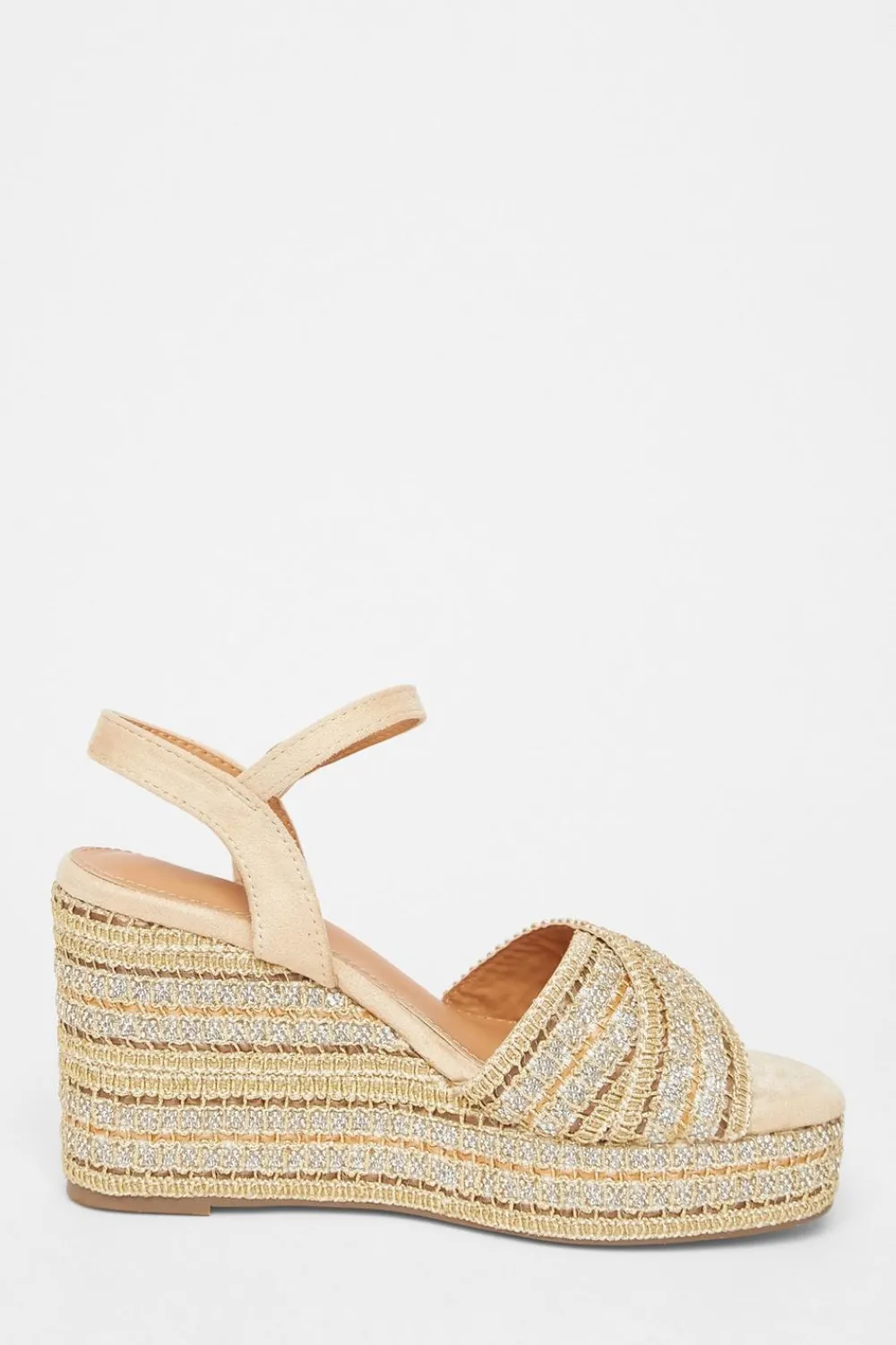 Quiz Wedges|Sandals>Cross Strap Diamante Wedges