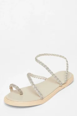 Quiz Sandals|Holiday Shoes>Diamante Pleated Flat Sandals