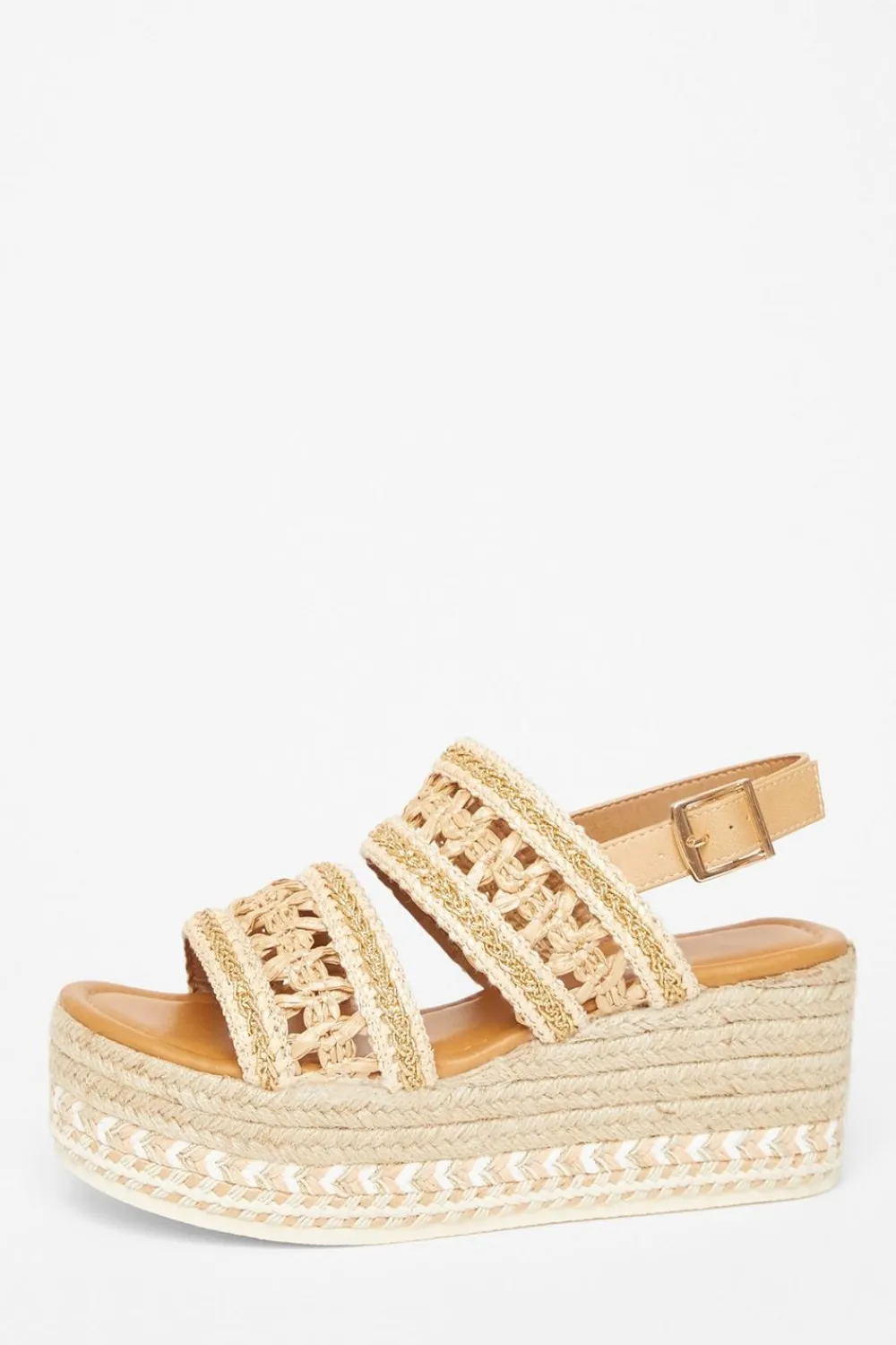 Quiz Sandals|Holiday Shoes>Beige Double Strap Flatform Sandals