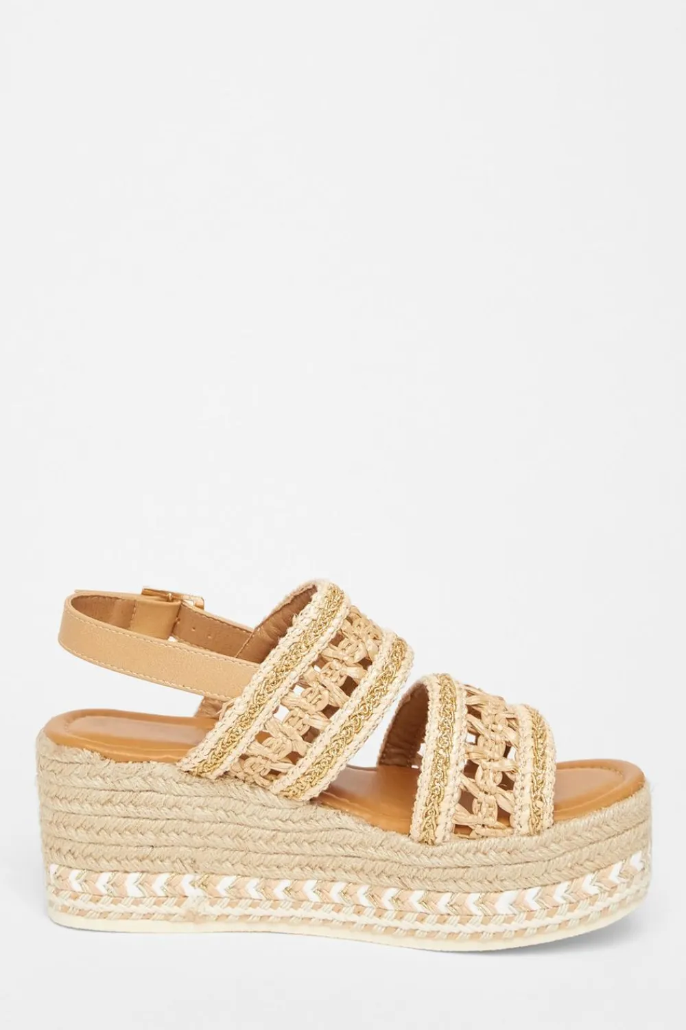 Quiz Sandals|Holiday Shoes>Beige Double Strap Flatform Sandals