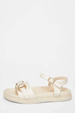 Quiz Sandals|Holiday Shoes>Beige Faux Leather Flatform Sandals