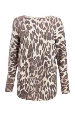 Quiz Knitwear|Jumpers>Beige Knit Leopard Print Jumper