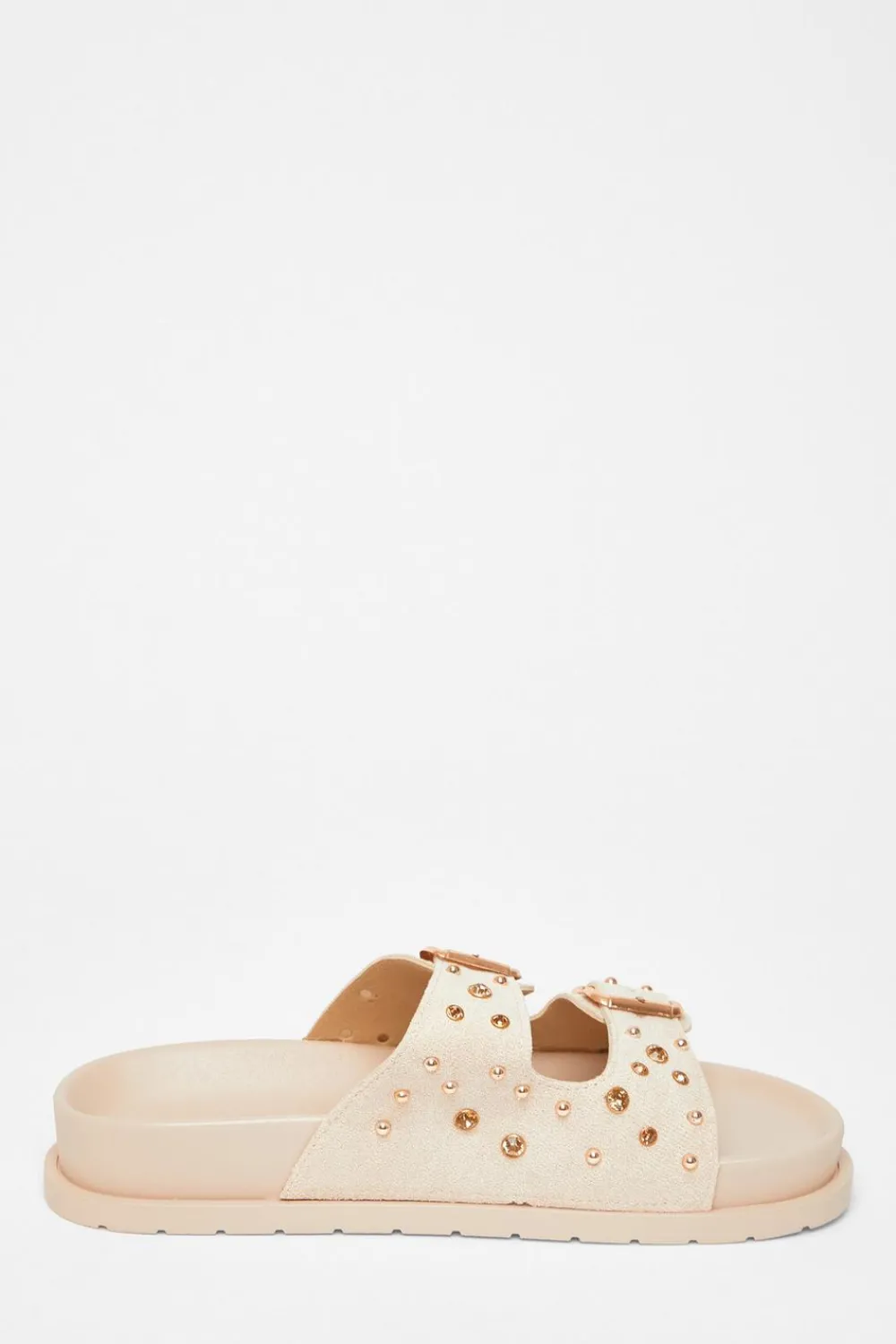Quiz Sandals|Holiday Shoes>Beige Studded Flat Sandals