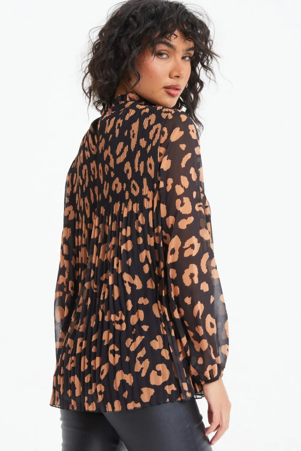 Quiz Shirts & Blouses|Day Tops>Black Animal Print Chiffon Blouse