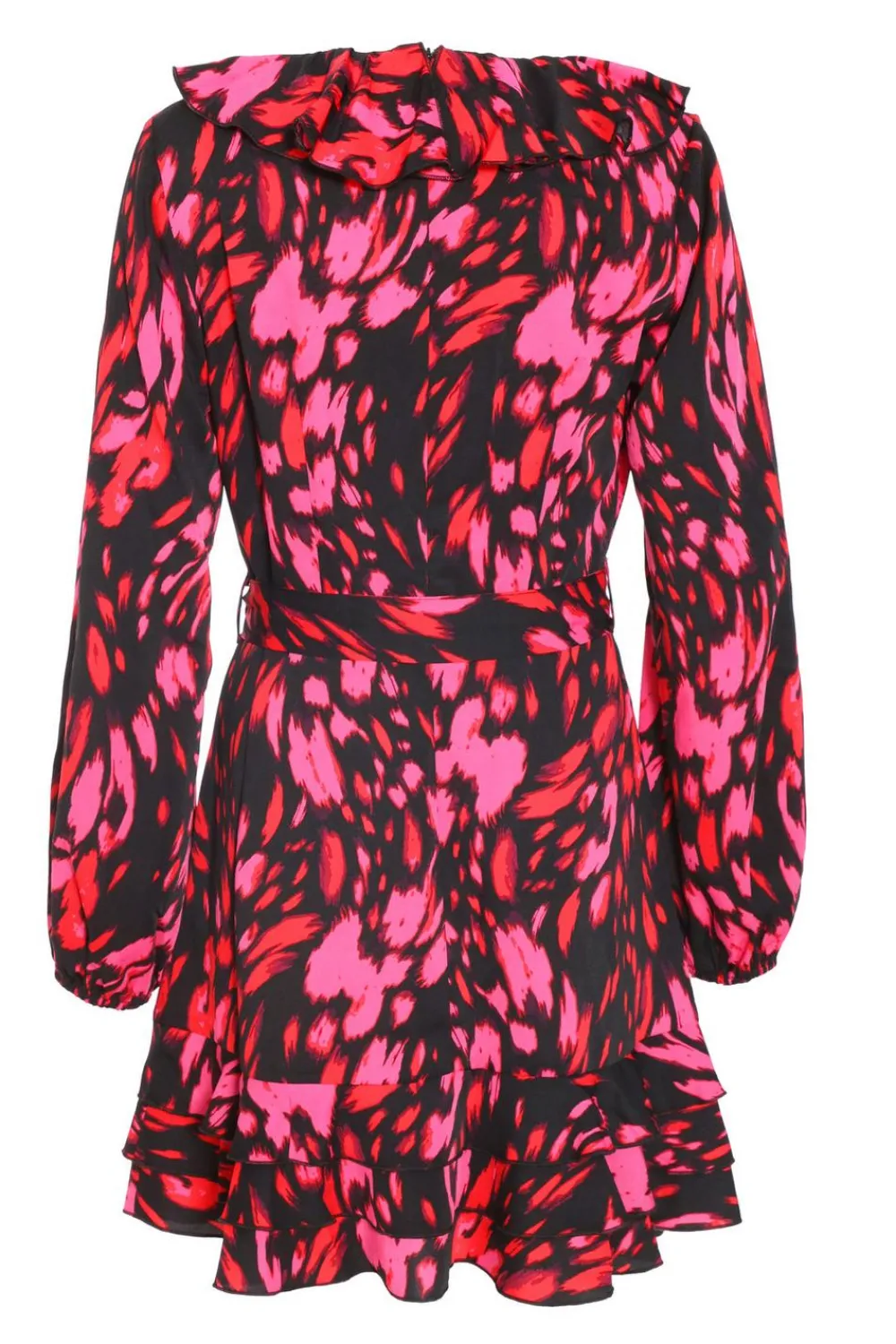 Quiz Wrap Dresses|Ruffle Dresses>Black Animal Print Wrap Skater Dress