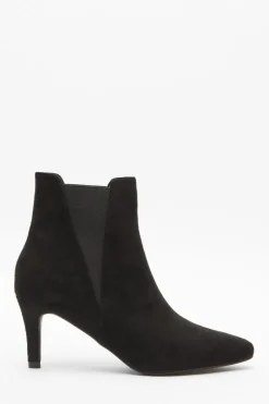 Quiz Boots>Black Ankle Heeled Stretch Boots