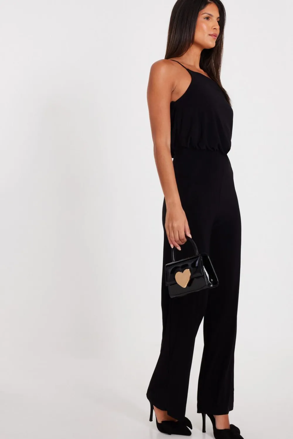 Quiz Going Out Jumpsuits|Black Jumpsuits>Asymmetric Draped Jumpsuit