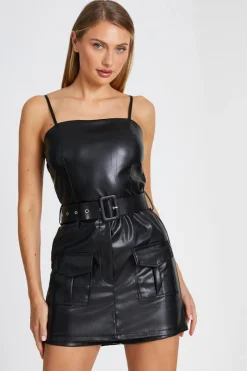Quiz Playsuits|Playsuits>Black Bandeau Belted Skort Playsuit