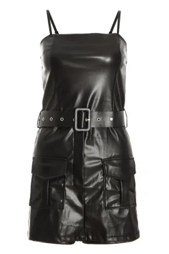 Quiz Playsuits|Playsuits>Black Bandeau Belted Skort Playsuit