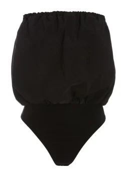 Quiz Going Out Tops|Day Tops>Black Bandeau Puffball Bodysuit