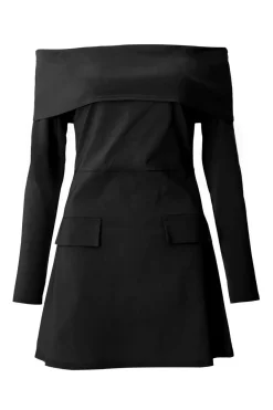 Quiz Workwear|Summer Clothes>Black Bardot Long Sleeve Mini Dress