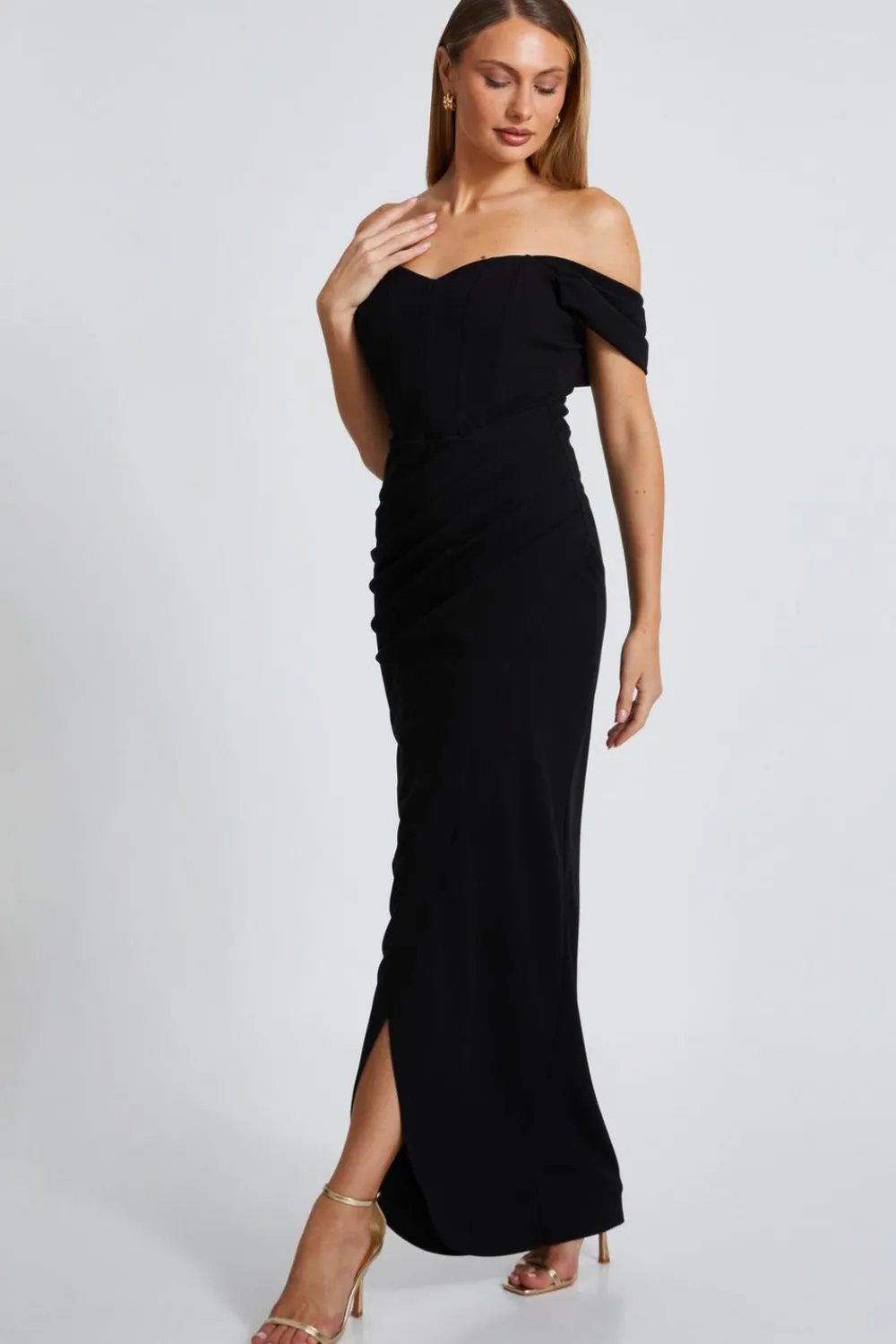 Quiz Prom Dresses|Wrap Dresses>Black Bardot Wrap Maxi Dress