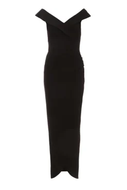 Quiz Christening Guest|Dresses>Black Bardot Wrap Maxi Dress