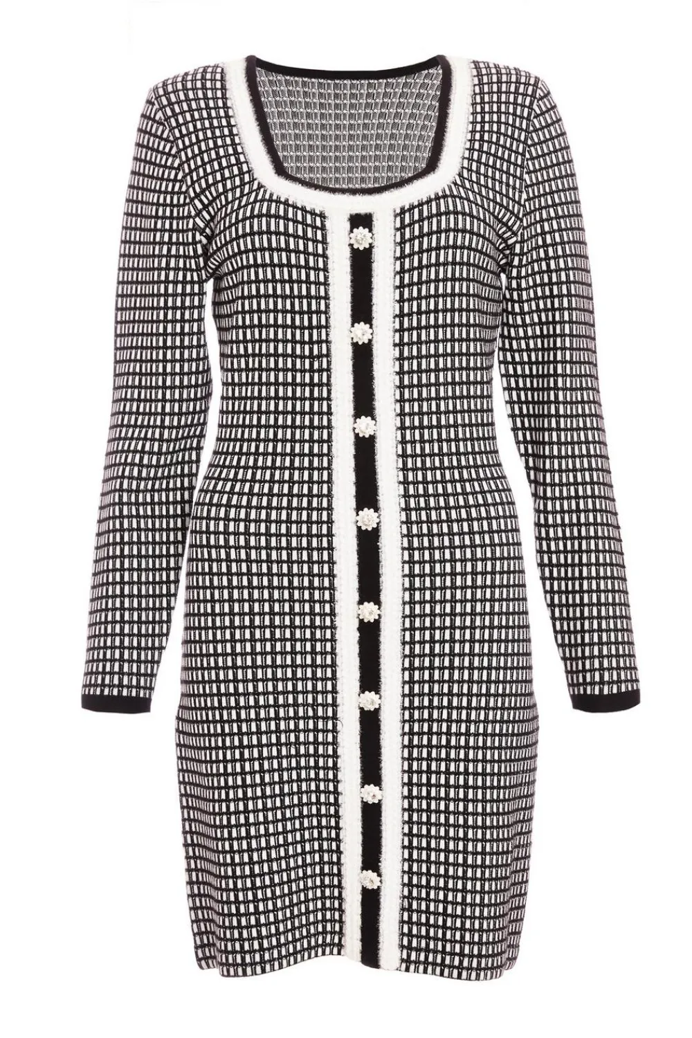 Quiz Workwear|Knitwear>Black Boucle KnitJumper Dress