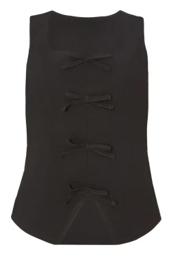 Quiz Waistcoat|Workwear>Black Bow Detail Waistcoat
