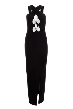 Quiz Evening Dresses|Prom Dresses>Black Bow Front Maxi Dress