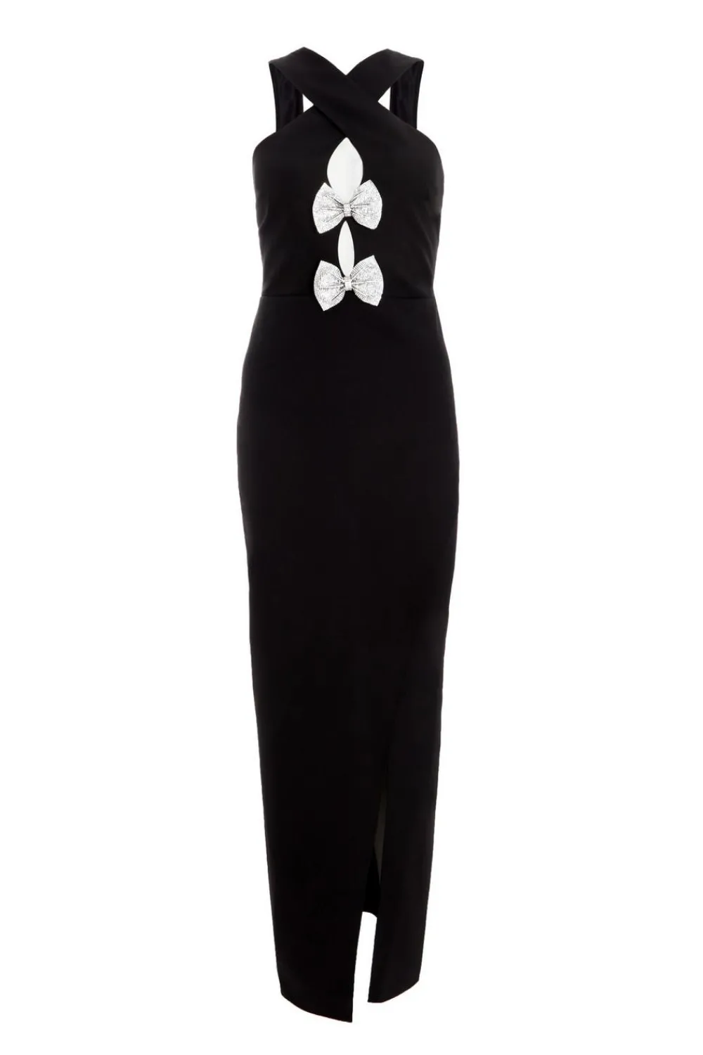 Quiz Evening Dresses|Prom Dresses>Black Bow Front Maxi Dress