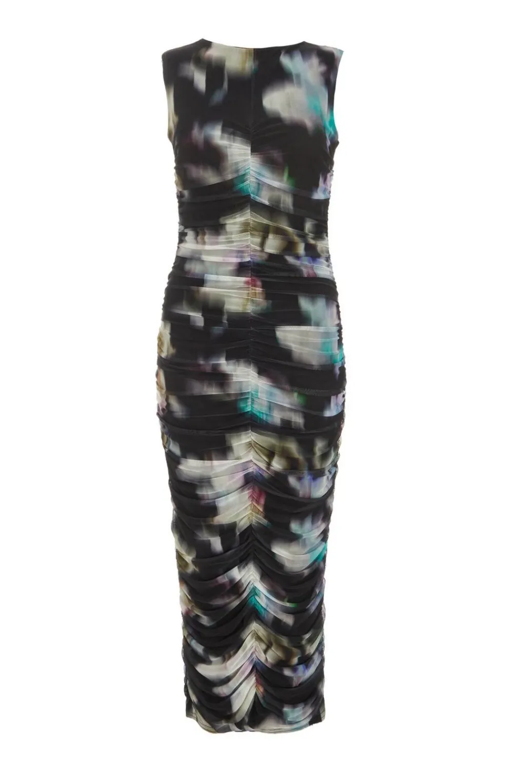 Quiz Evening Dresses|Midi Dresses>Black Brushstroke Print Mesh Midaxi Dress