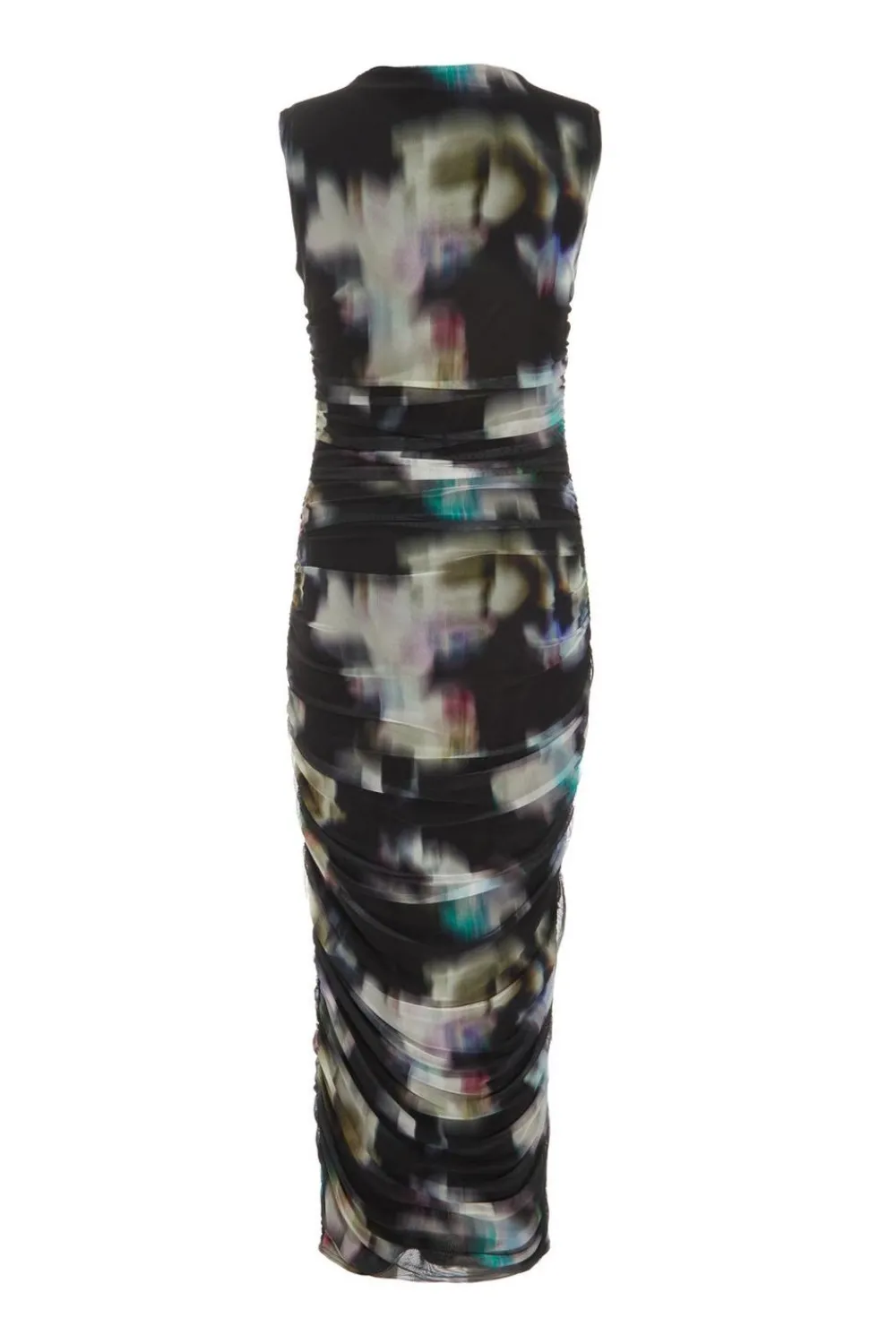 Quiz Evening Dresses|Midi Dresses>Black Brushstroke Print Mesh Midaxi Dress