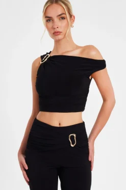Quiz Summer Tops|Going Out Tops>Buckle Drop Shoulder Top