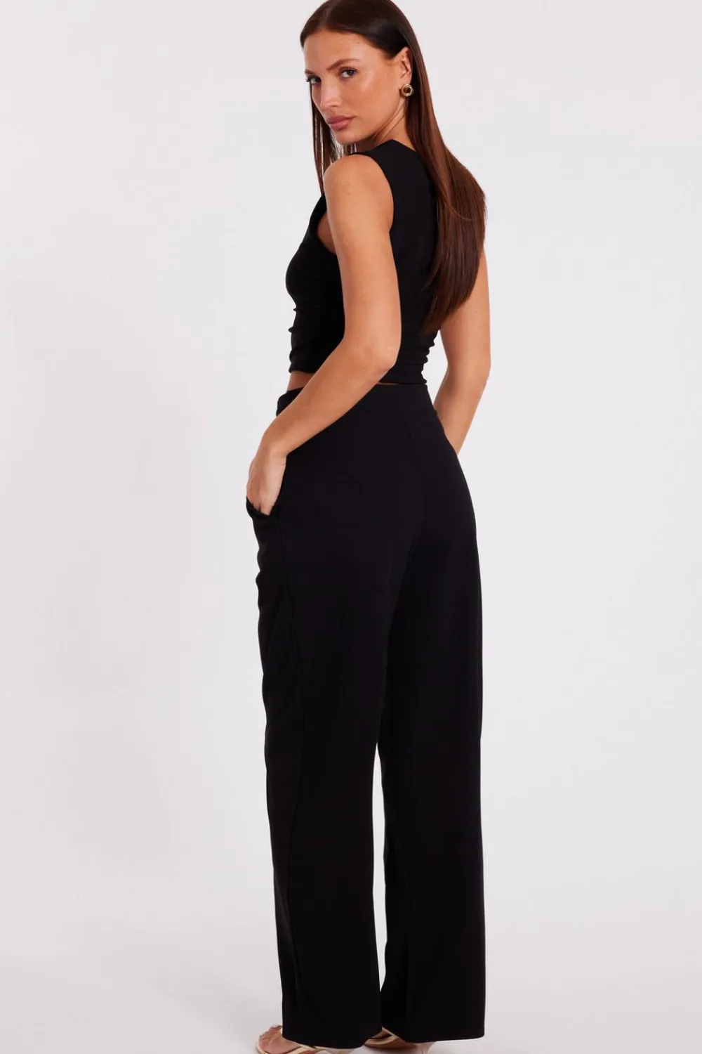 Quiz Workwear|Trousers>Buckle Front Palazzo Trouser