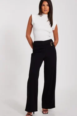 Quiz Workwear|Going Out>Black Buckle Palazzo Trousers