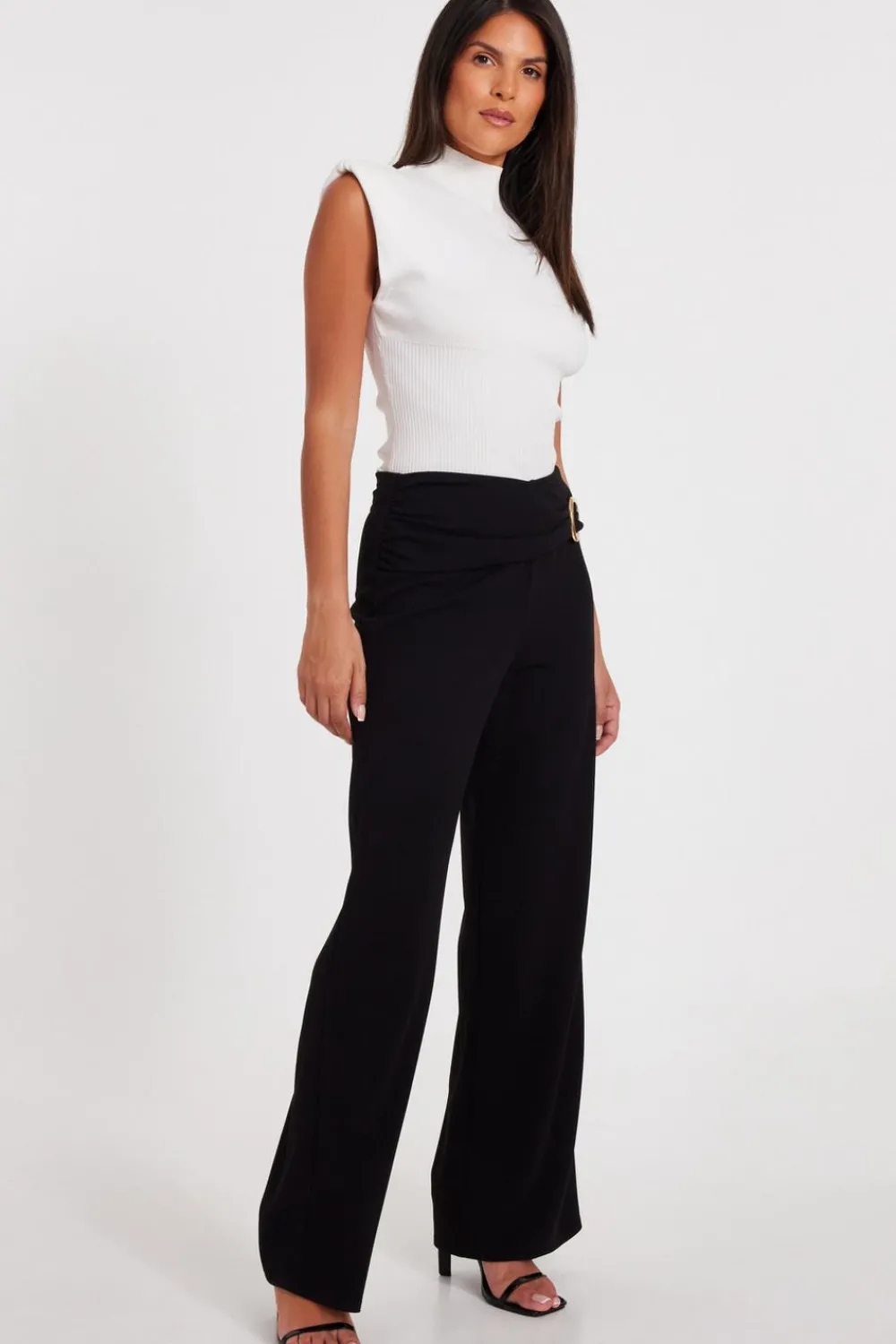 Quiz Workwear|Going Out>Black Buckle Palazzo Trousers