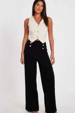 Quiz Workwear|Trousers>Button Detail Palazzo Trousers
