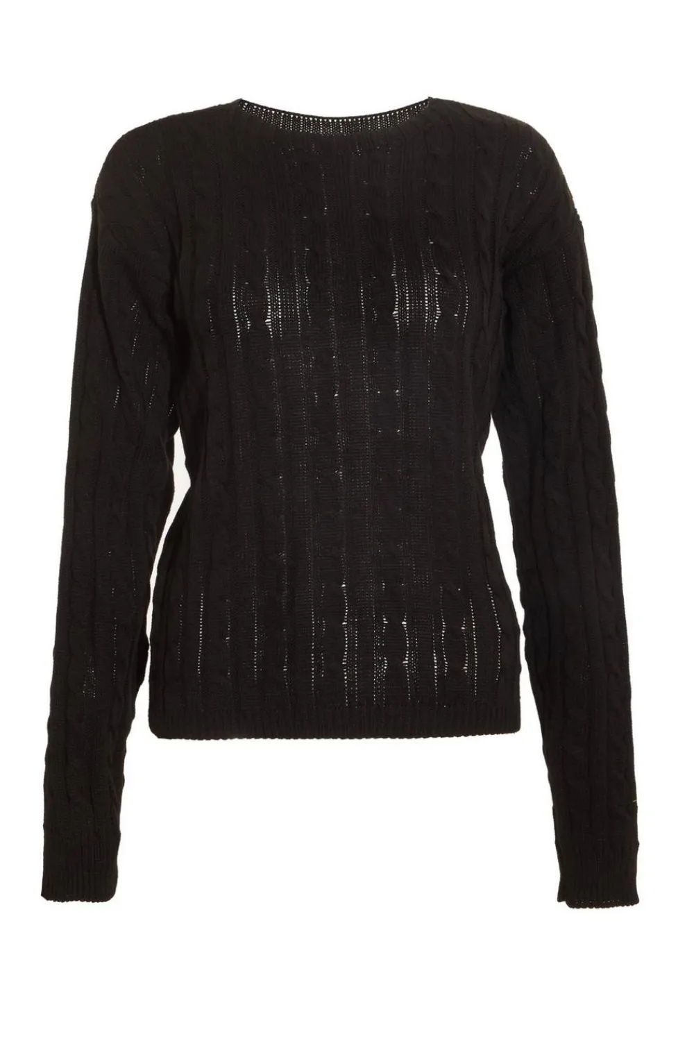 Quiz Tops|Schoolwear>Black Cable Knit Crop Jumper