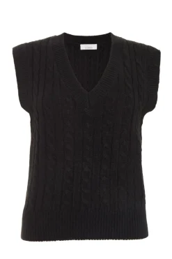 Quiz Workwear|Tops>Black Cable Knit Tank Top
