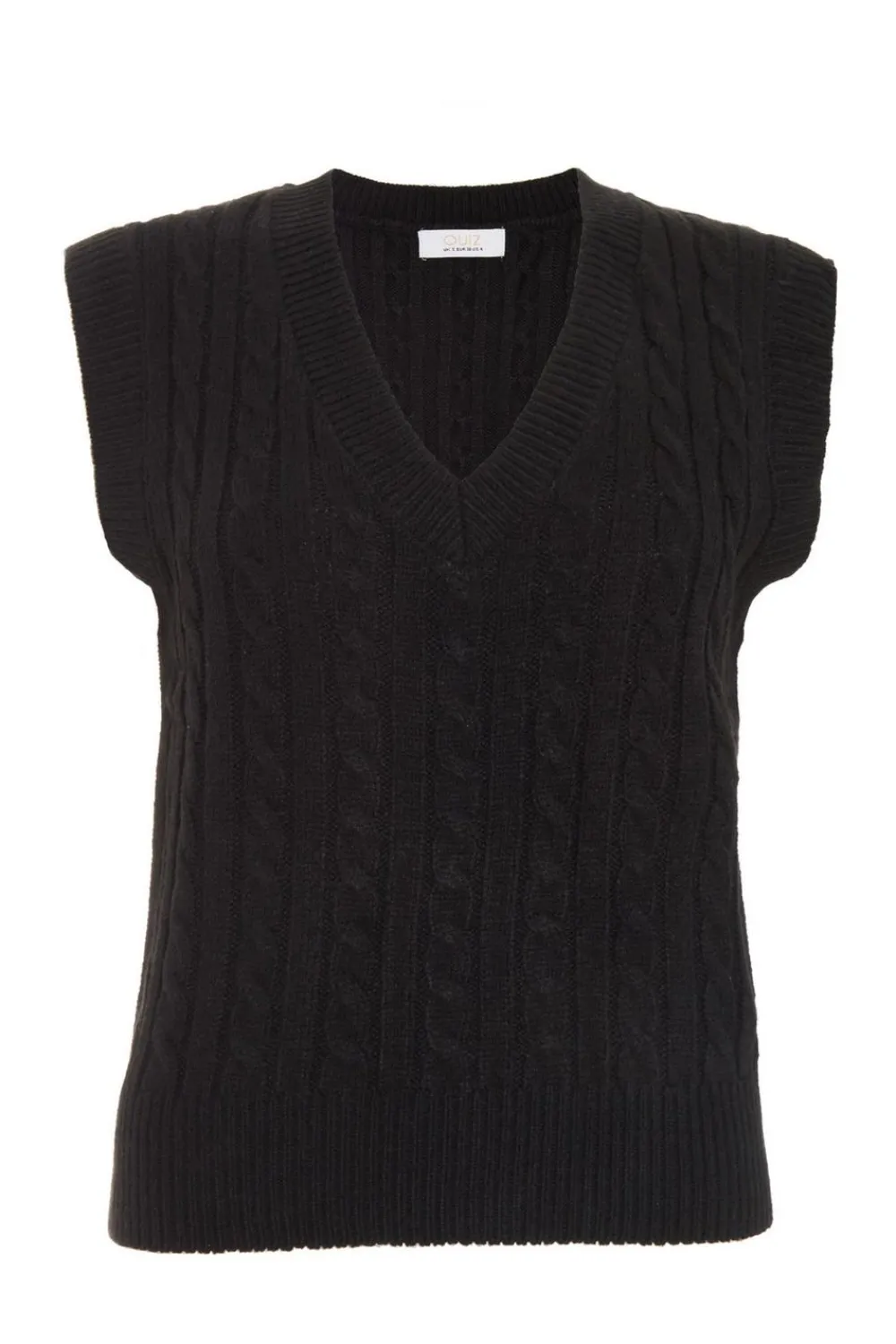 Quiz Workwear|Tops>Black Cable Knit Tank Top