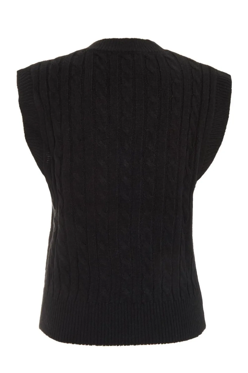 Quiz Workwear|Tops>Black Cable Knit Tank Top
