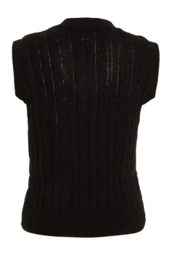 Quiz Workwear|Tops>Black Cable Knit Tank Top