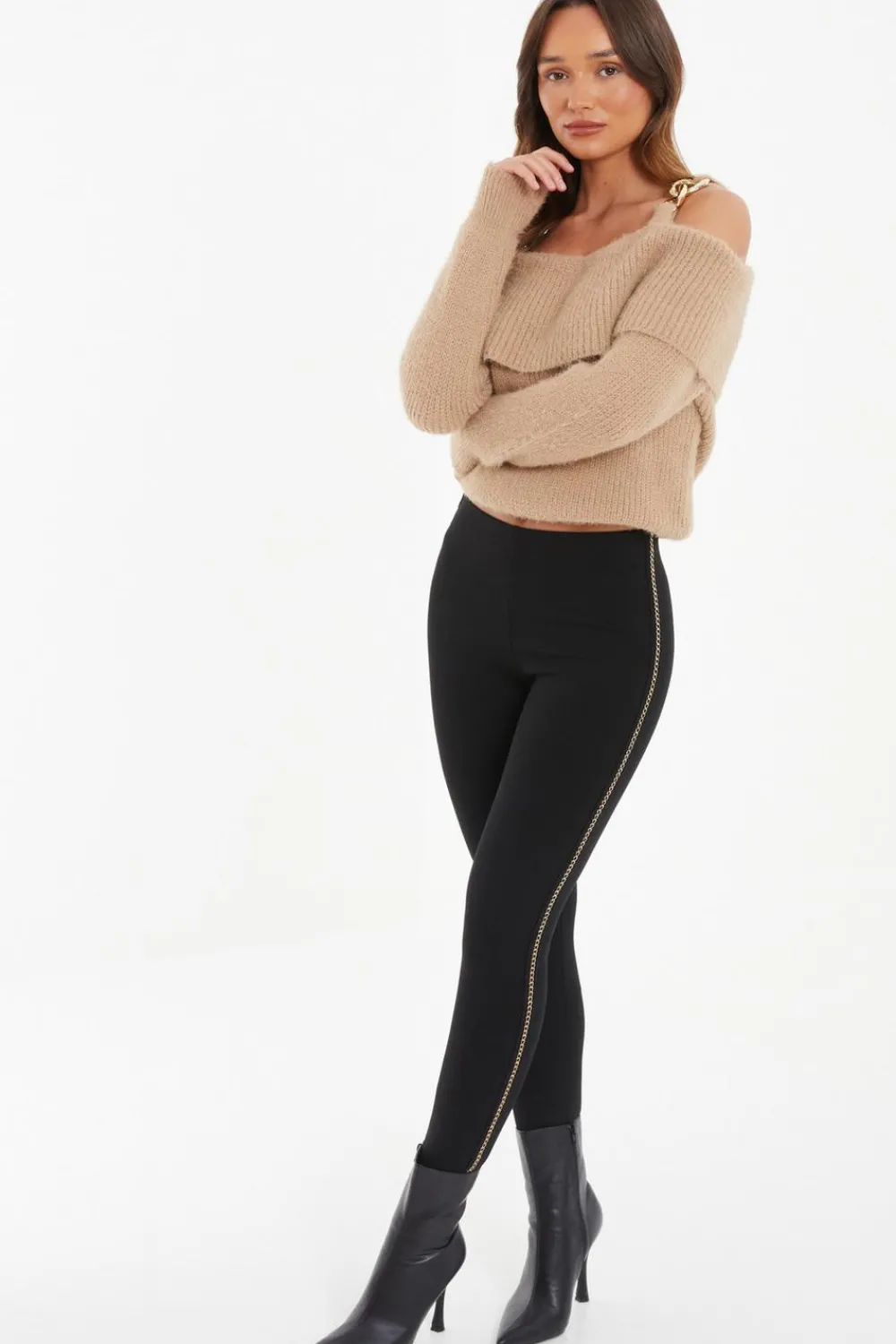 Quiz Leggings|Casual Clothing>Black Chain Trim Leggings
