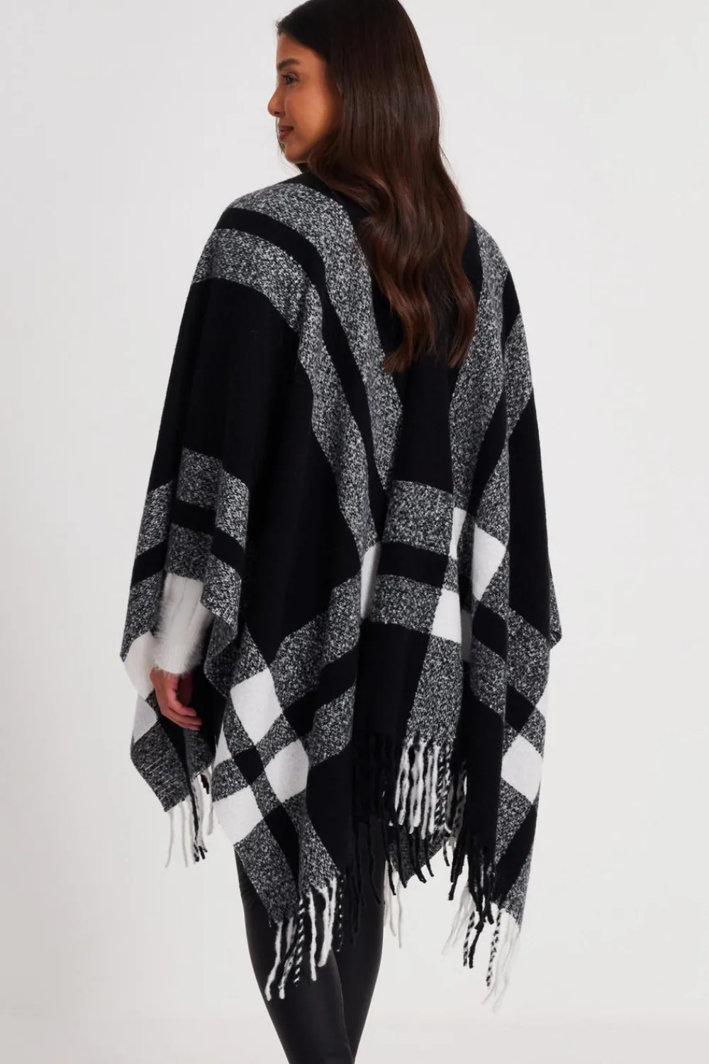 Quiz Capes & Ponchos|Casual Clothing>Check Print Tassel Cape