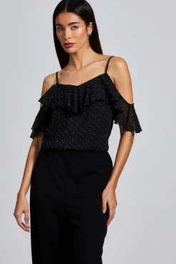 Quiz Going Out Tops|Tops>Chiffon Cold Shoulder Top