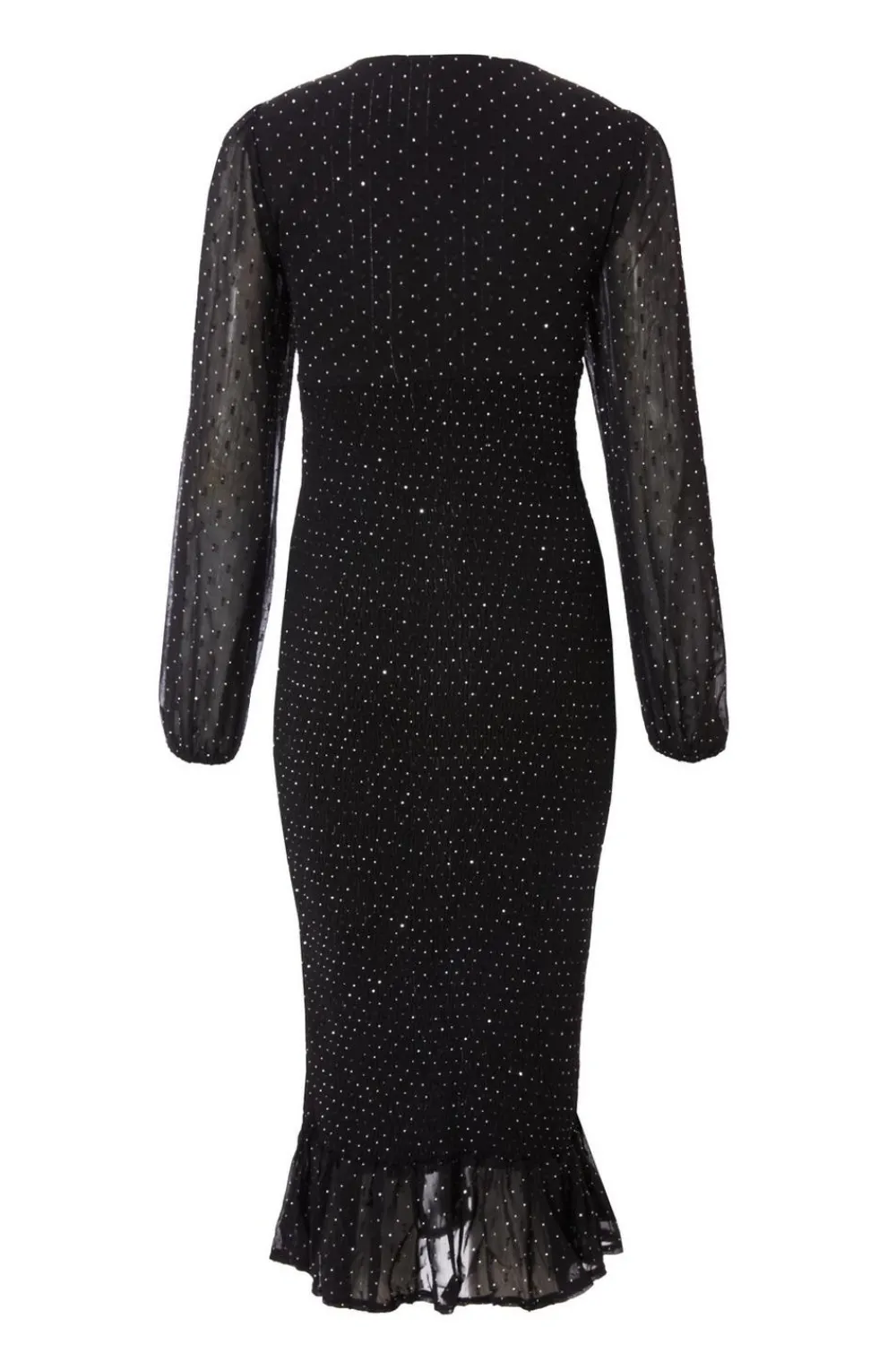 Quiz Evening Dresses|Going Out>Black Chiffon Diamante Midi Dress