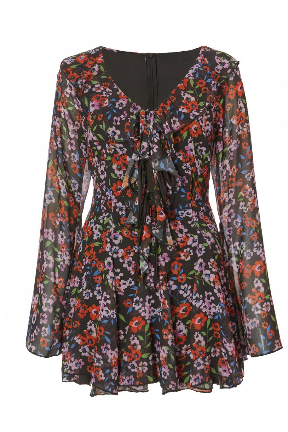 Quiz Summer Clothes|Going Out>Black Chiffon Floral Skater Dress