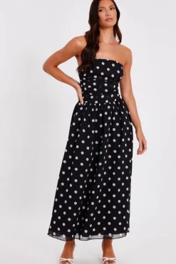 Quiz Summer Clothes|Holiday>Chiffon Polka Dot Midi Dress
