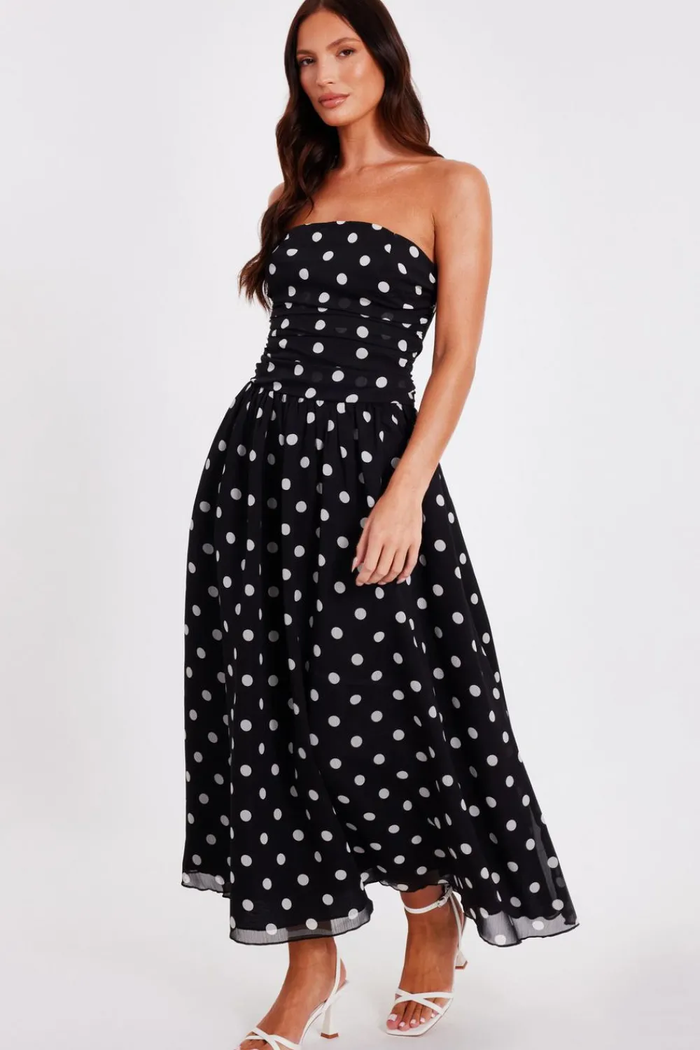 Quiz Summer Clothes|Holiday>Chiffon Polka Dot Midi Dress