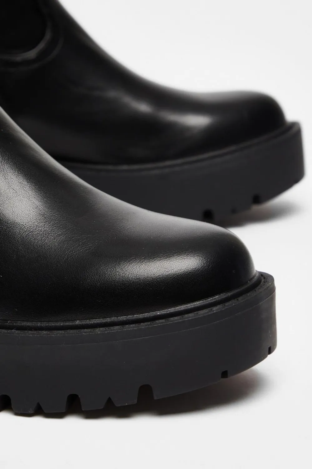 Quiz Boots>Black Chunky Knee High Boots