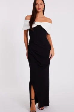 Quiz Prom Dresses|Prom & Ball>Black Contrast Bardot Maxi Dress