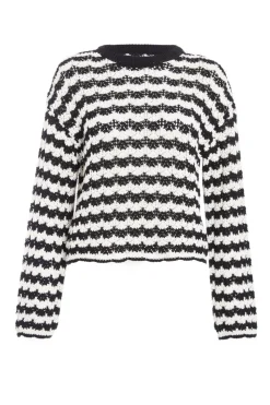 Quiz Knitwear|Casual Clothing>Black Contrast Knit Jumper