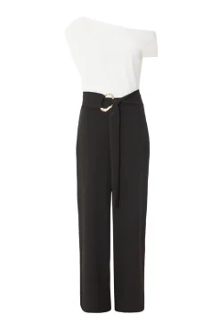 Quiz Occasion Jumpsuits|Going Out Jumpsuits>Black Contrast Palazzo Jumpsuit